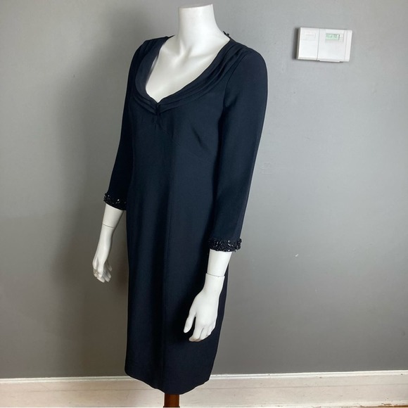 NWT La Perla Classic Black cocktail Dress tailored beaded 44 IT / 8 US Medium - Picture 3 of 14